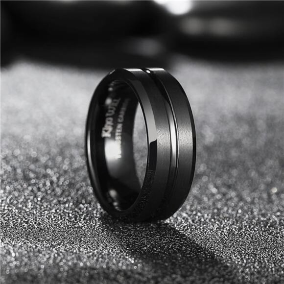 Classic Tungsten Carbide Wedding Band Ring for Men - Available in Black, Silver - Picture 3 of 7